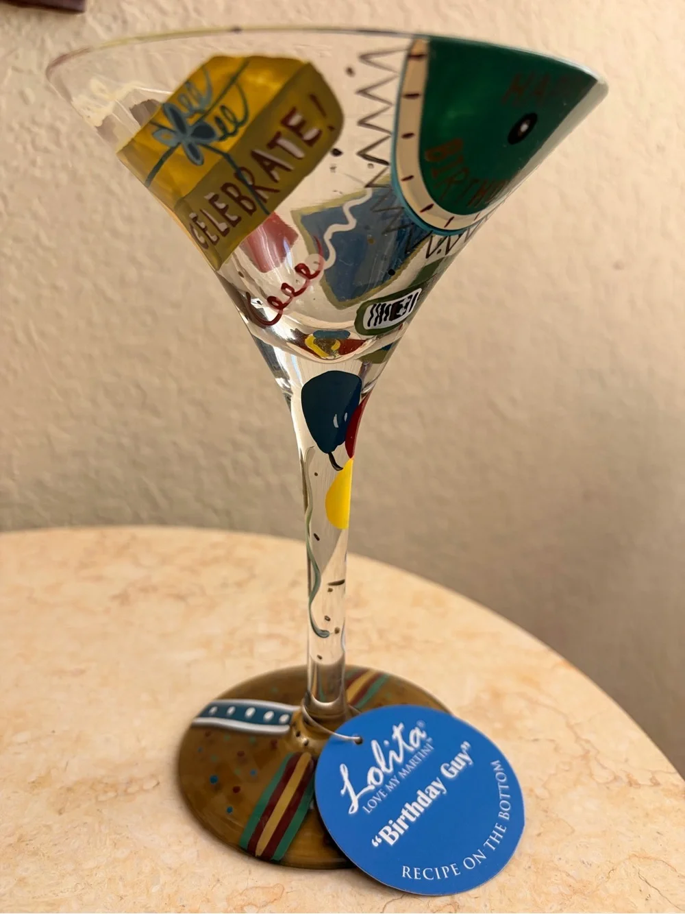 🎈Lolita 'Birthday Guy' Hand-Painted Martini Glass - Multicolor